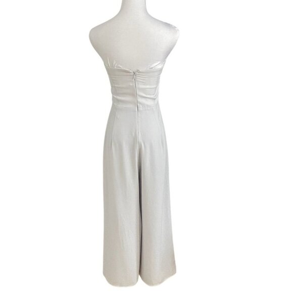 ARITZIA BABATON CLAY GREY STRAPLESS WIDE LEG JUMPSUIT - 00 - Picture 3 of 10
